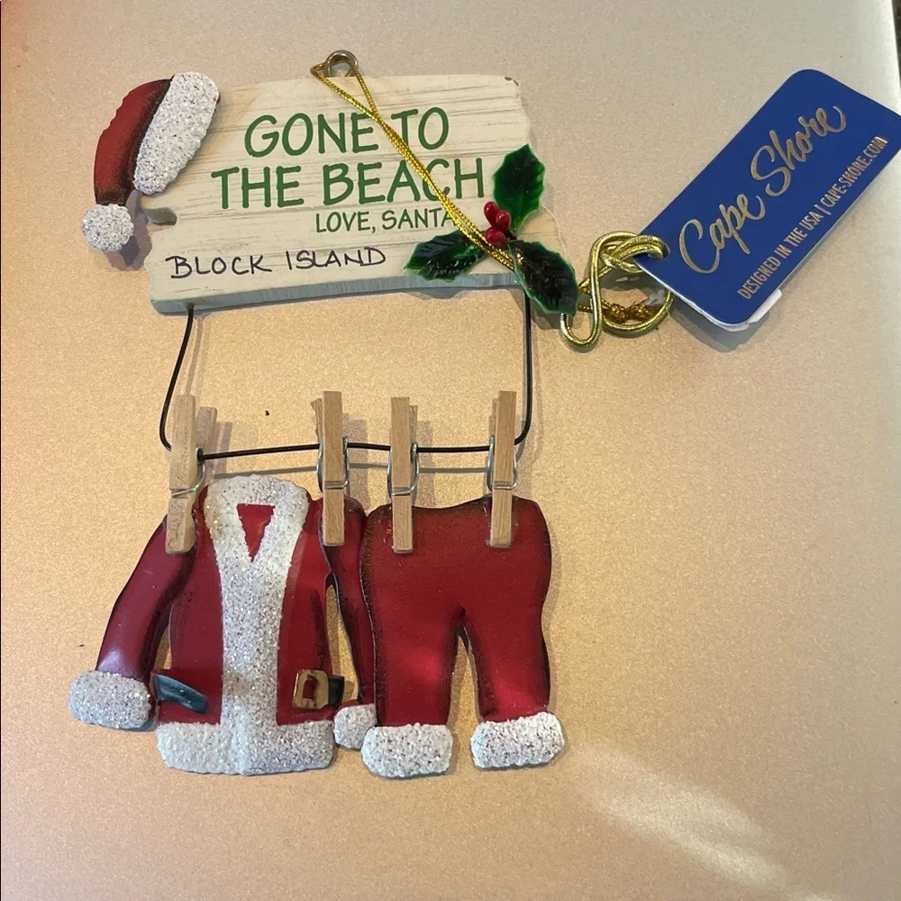 Santa Beach Ornament - GONE TO THE BEACH - block island